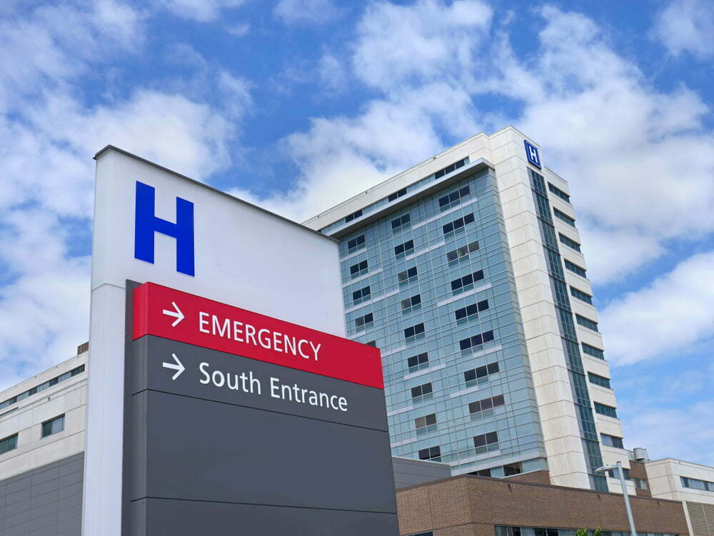 hospital building sign